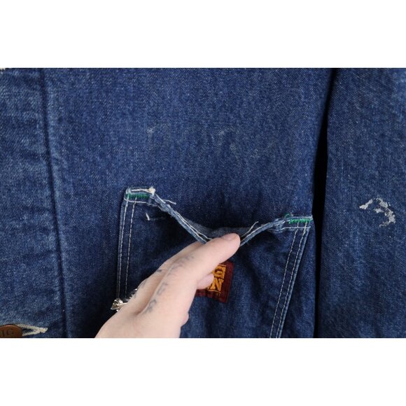 Vintage 70s Big Ben Mens 48 Distressed Blanket Lined Denim Chore Barn Jacket USA - Picture 8 of 16